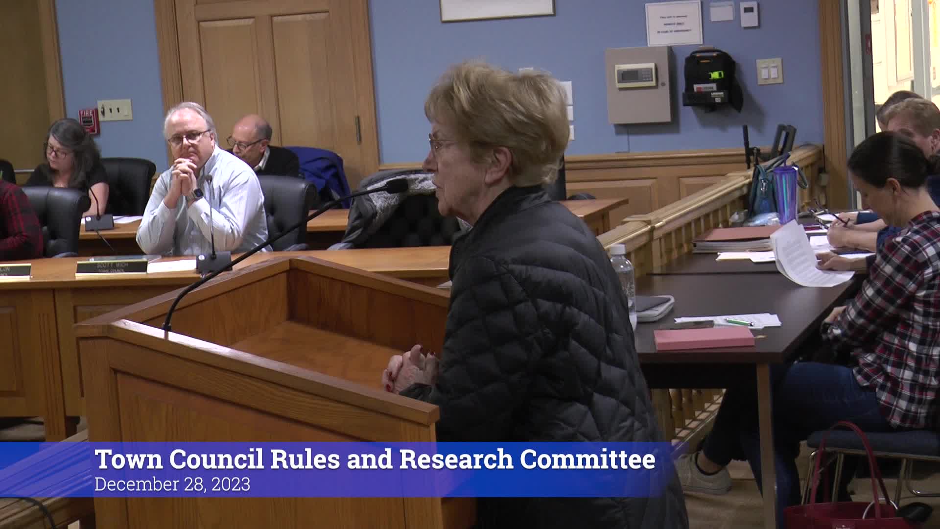 Thumbnail image for Town Council Rules & Research Committee 12/28/23 Meeting
