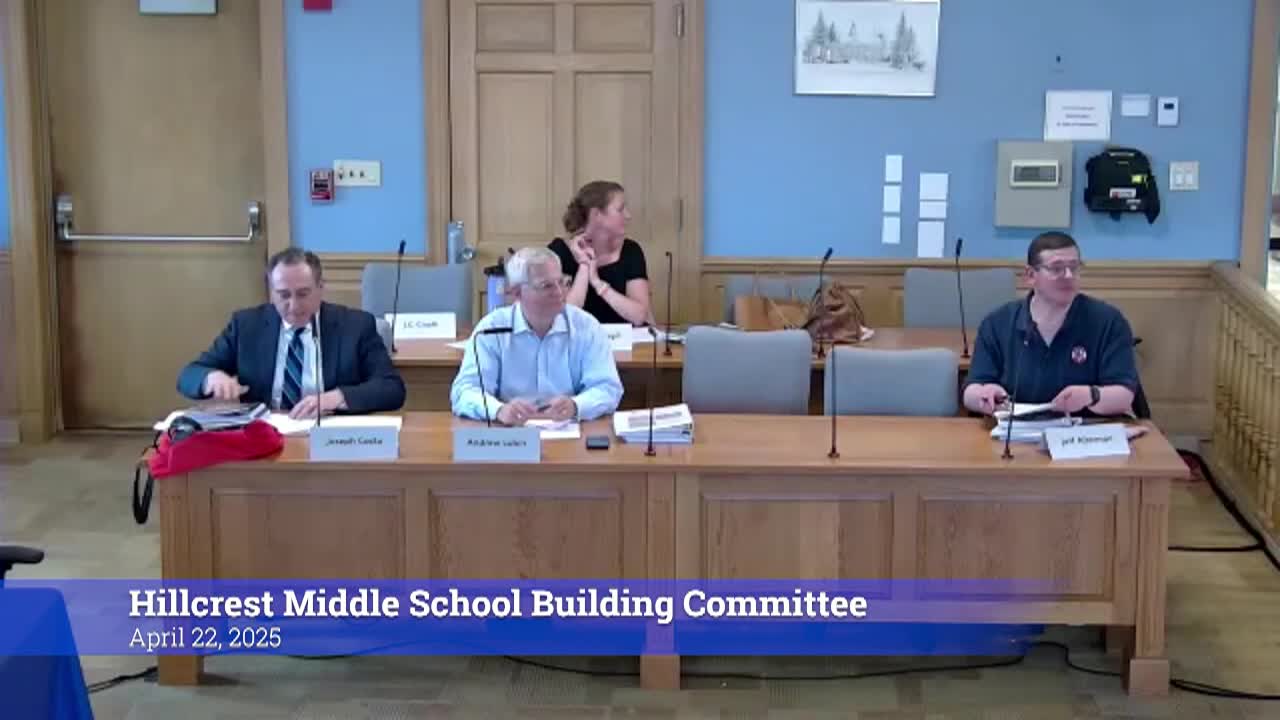 Thumbnail image for Hillcrest Middle School Building Committee 4/22/25 Meeting
