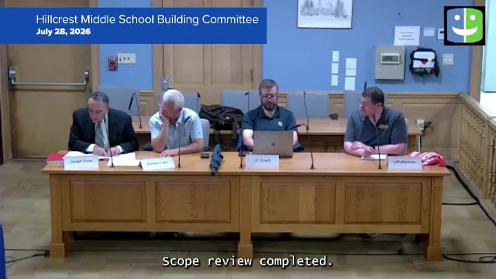 Thumbnail image for Hillcrest Middle School Building Committee 7/28/26 Meeting