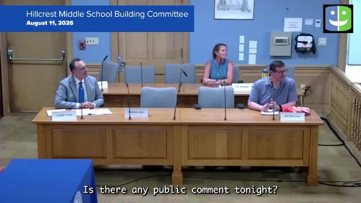 Thumbnail image for Hillcrest Middle School Building Committee 8/11/26 Meeting