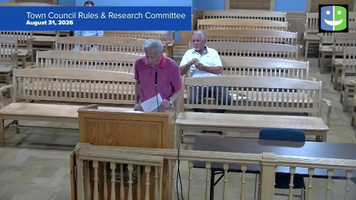 Thumbnail image for Town Council Rules & Research Committee 8/31/26 Meeting
